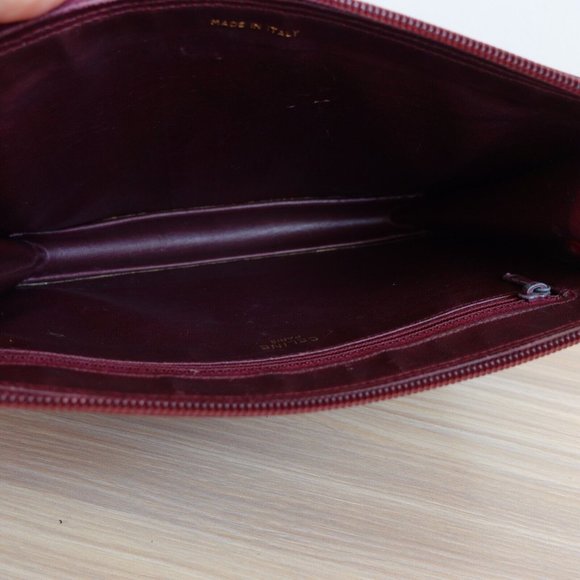 Vintage Celine Bag Leather Crossbody Shoulder Sling Purse Burgundy Weave RARE - Picture 16 of 16